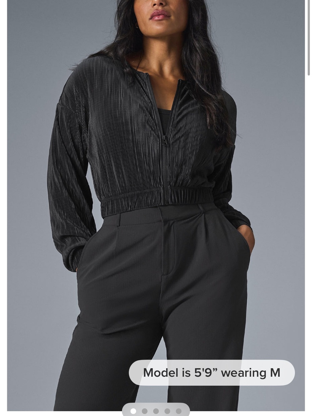 ALO Yoga Black Cropped Zip-Front Jacket